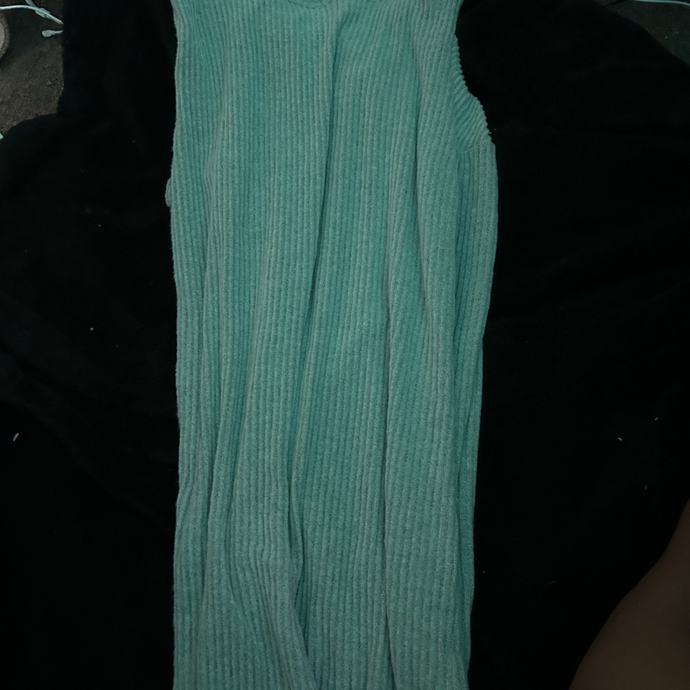Ribbed Green Sleeveless Dress